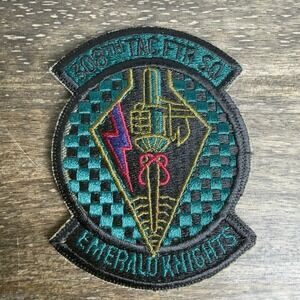 308th Tactical Fighter Squadron Emerald Knights Military Patch Teal Black 4 Inch